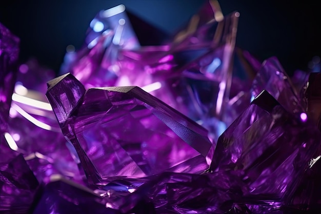 Сияющие осколки стекла, освещенные сияющим фиолетовым светом
