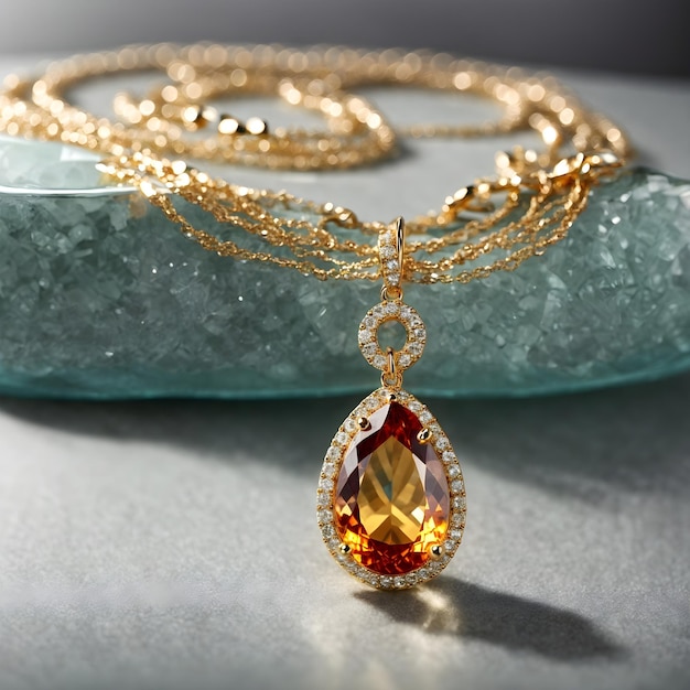 Radiant Gold Necklace with Gemstone Drop