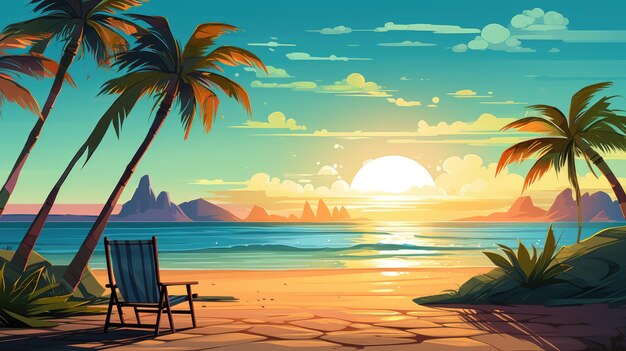 Radiant Illustration of Summer Beach Background