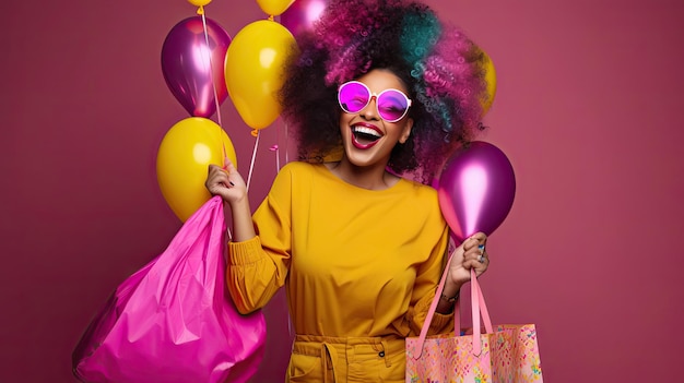 Radiant Lady with Pink Bag and Glasses