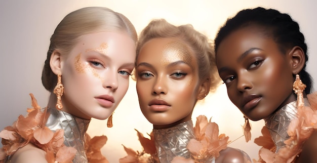 Radiant models adorned in ethereal makeup