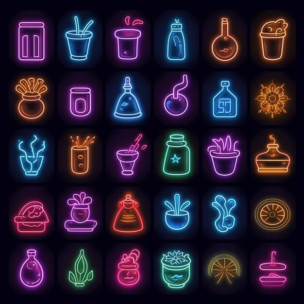 写真 radiant neon gaming icons and expressive emoji design pack (ラディアント・ネオン・ゲーミング・アイコンとエクスプレッシブ・エモジ・デザイン・パック)