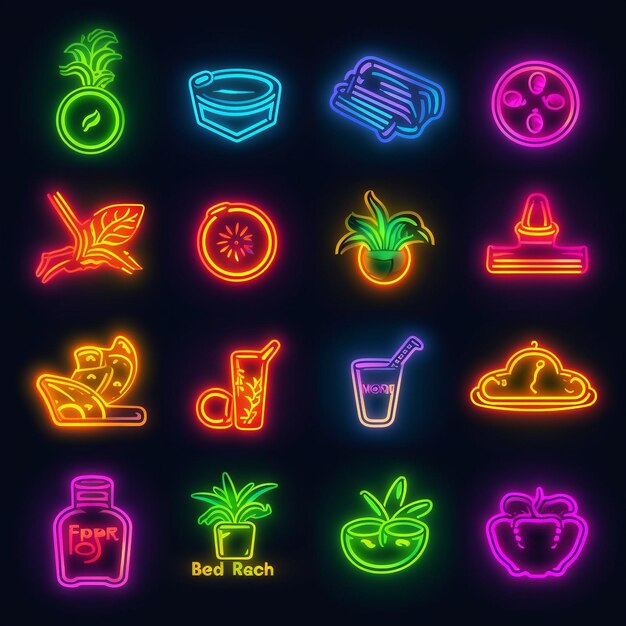 Photo radiant neon gaming icons and expressive emoji design pack