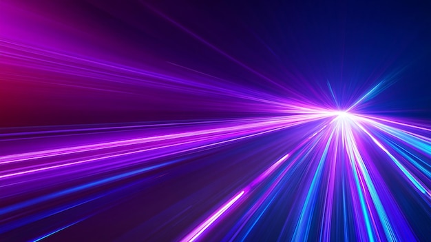 radiant neon light beams converging in a tunnel showcasing futuristic motion and digital