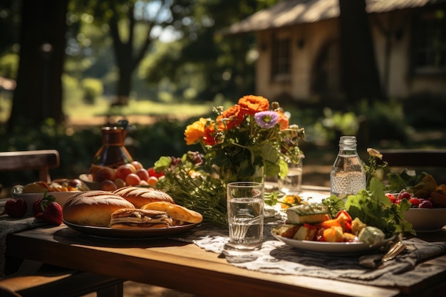 Radiant Picnic Friends share food in the sun generative IA