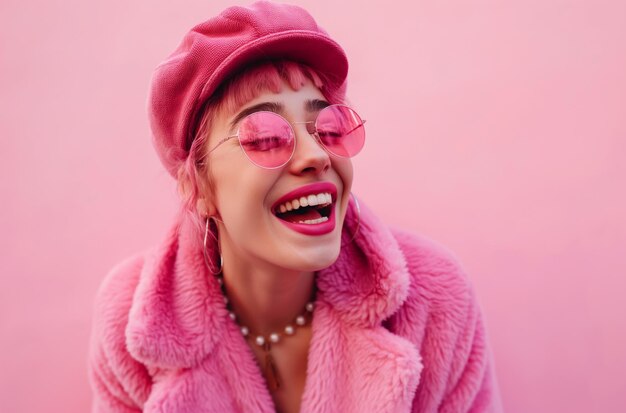 Photo radiant pink style laughter