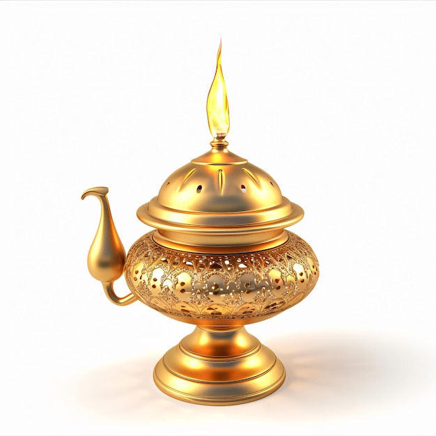 Radiant Ramadan Oil Lamp Isolated on White