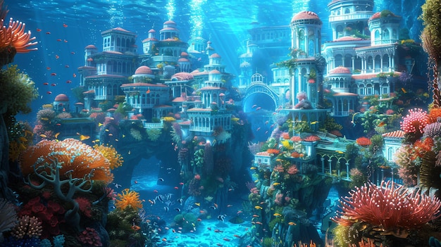 Radiant realm teeming with marine creatures and tropical splendor