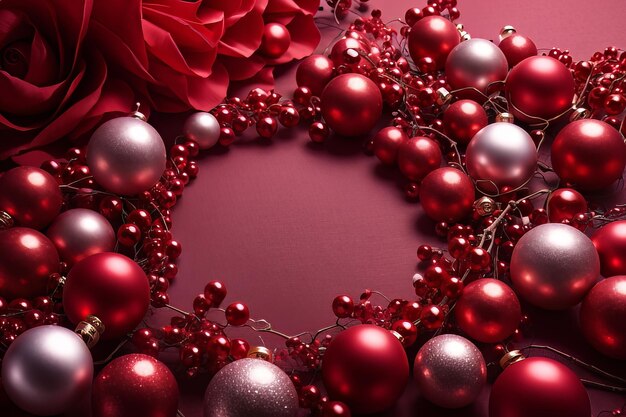 Radiant Reds Baubles and Garlands on a Crimson Canvas wallpaper