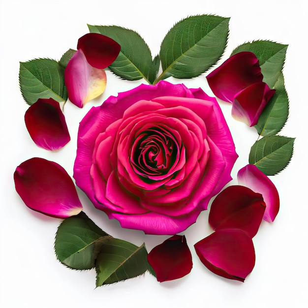 Radiant Rose Love Witte achtergrond Generatieve AI