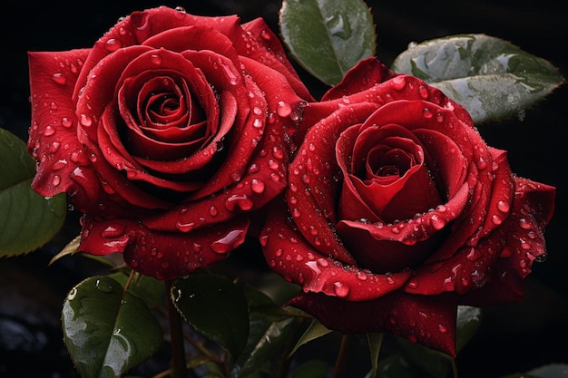 鮮やかなスカーレットバラ 自然 完璧なハーモニー 赤いバラ 写真