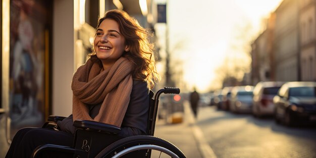 Photo radiant smile in cityscape