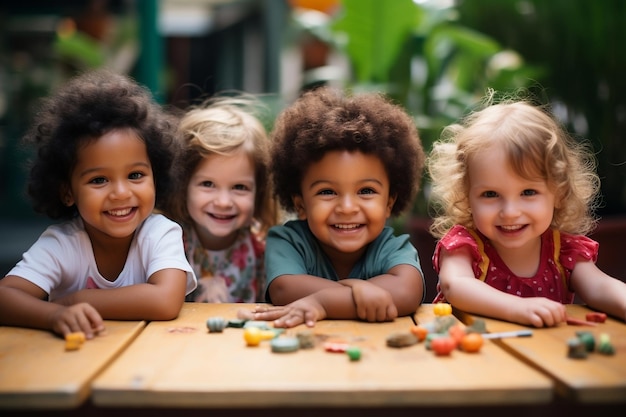 Radiant Smiles Children Delighting in Daycare Generative Ai