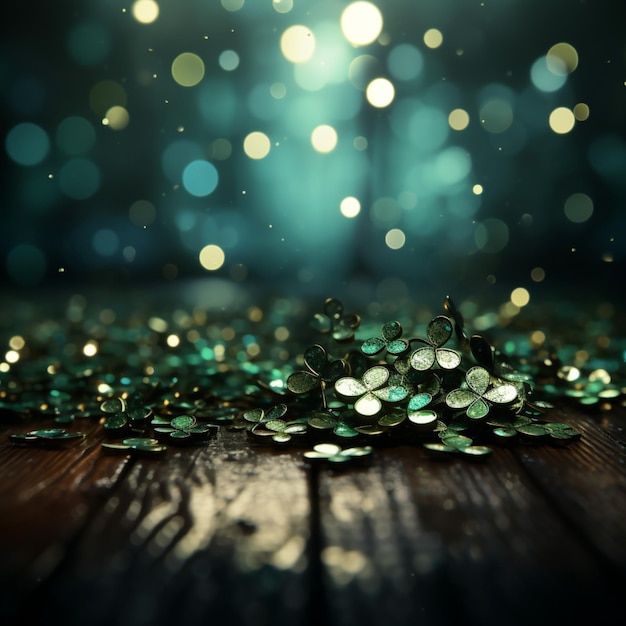 Radiant st patricks day backdrop with dazzling green glitter paper accents for social media post siz