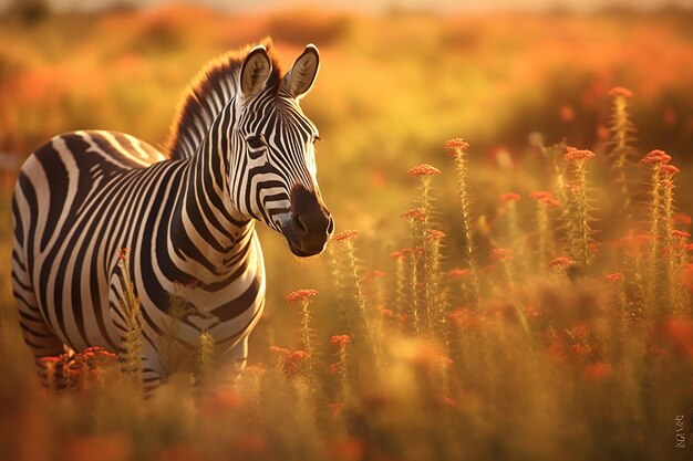 Radiant stripes stunning zebra basks in the warm sunlight