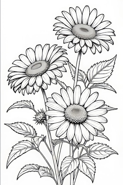 Radiant Sunflower Coloring Page A Floral Haven of Joyful Creativity and Vibrant Colors