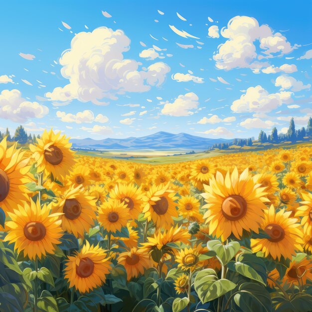 radiant sunflower field background