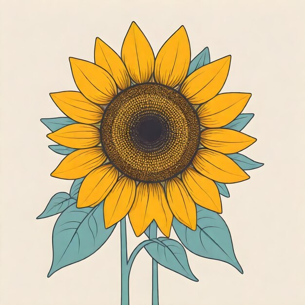 Radiant Sunflower HandDrawn Vector Beauty