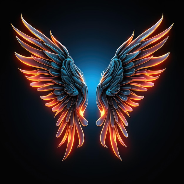 Radiant Wings An Alluring Neon Logo in Seraphic Motion