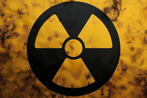 写真 黄色と黒のメタリックサイン危険放射性電力危険な原子炉警告エネルギー
