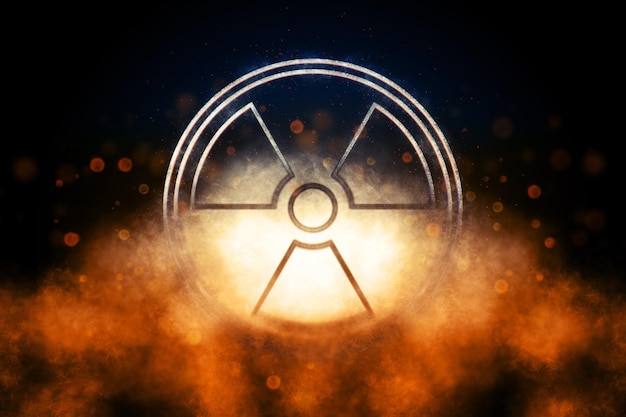 Radiation sign, radiation symbol, hazard warning sign, blue symbol