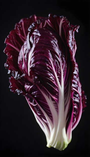 Radicchio on an isolated black background