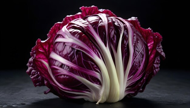 Radicchio on an isolated black background