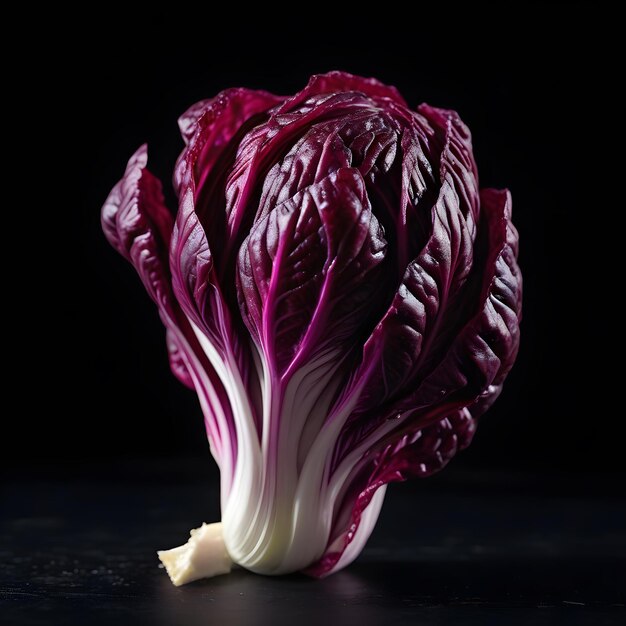 Radicchio on an isolated black background