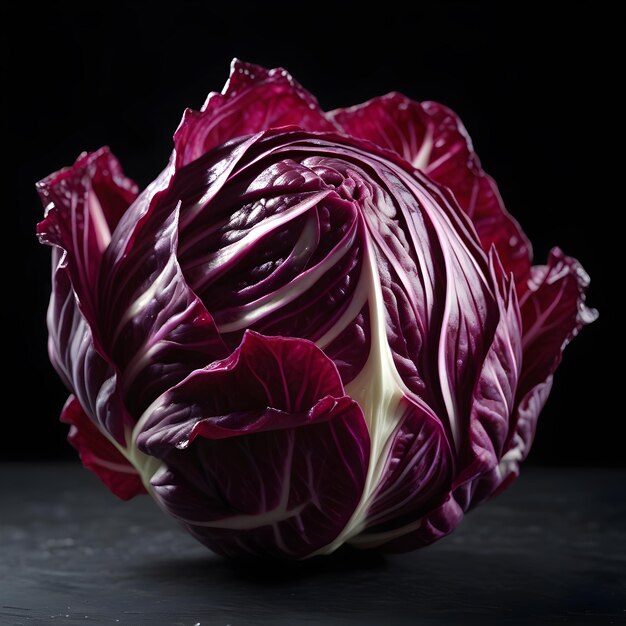 Radicchio on an isolated black background