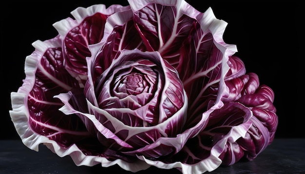 Photo radicchio on an isolated black background