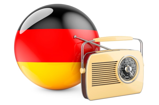 Radio broadcasting in Germany concept Radio receiver with German flag 3D rendering