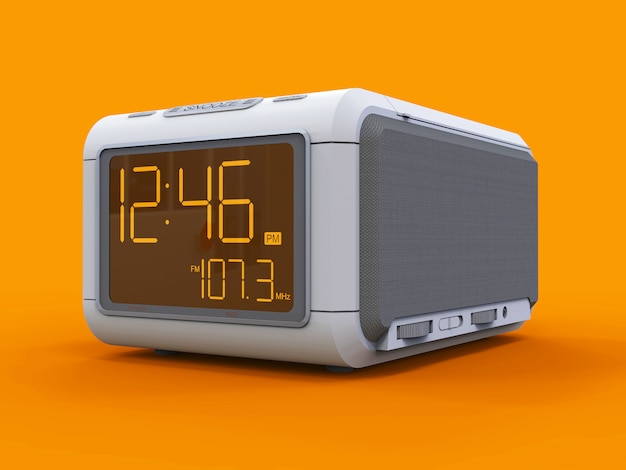 Radio clock-alarm clock on an orange  