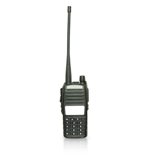 Photo radio communication device on white background handheld walkie talkie for outdoor