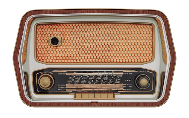 Radio retro style brown and white