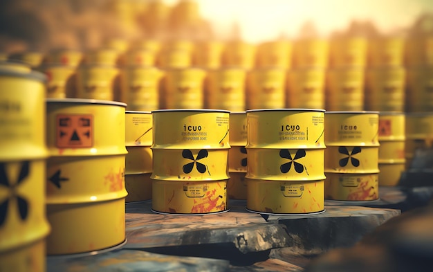 Radioactive storage tanks with a warning for chemical