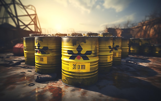 Radioactive storage tanks with a warning for chemical