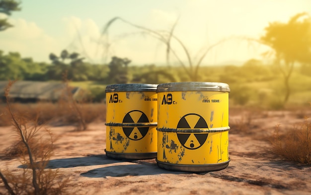 Radioactive storage tanks with a warning for chemical