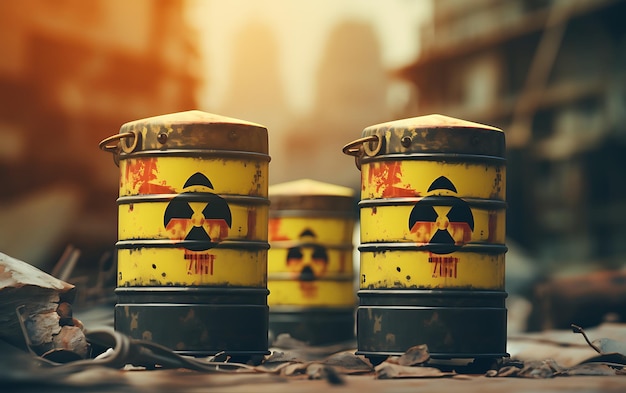 Radioactive storage tanks with a warning for chemical