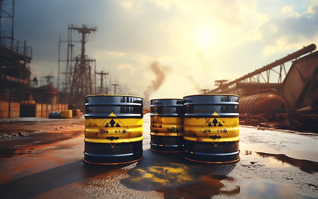 Radioactive storage tanks with a warning for chemical