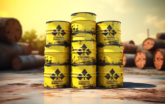 Radioactive storage tanks with a warning for chemical