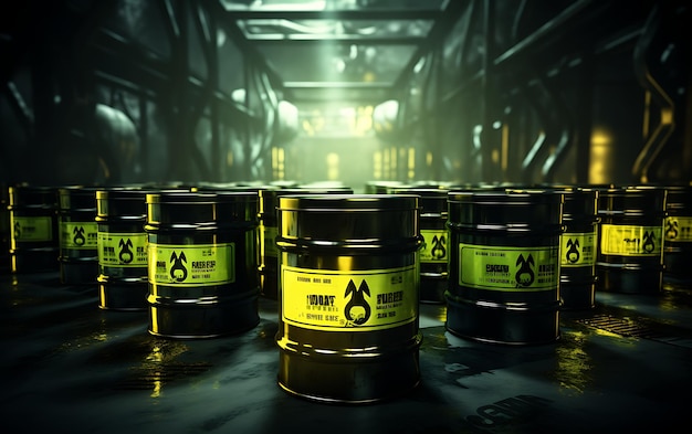 Radioactive storage tanks with a warning for chemical