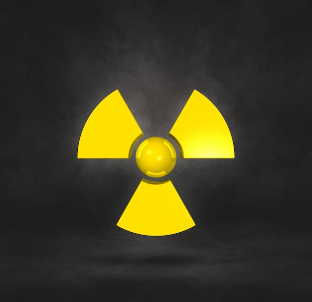 Radioactive symbol isolated on a black studio background. 3D illustration