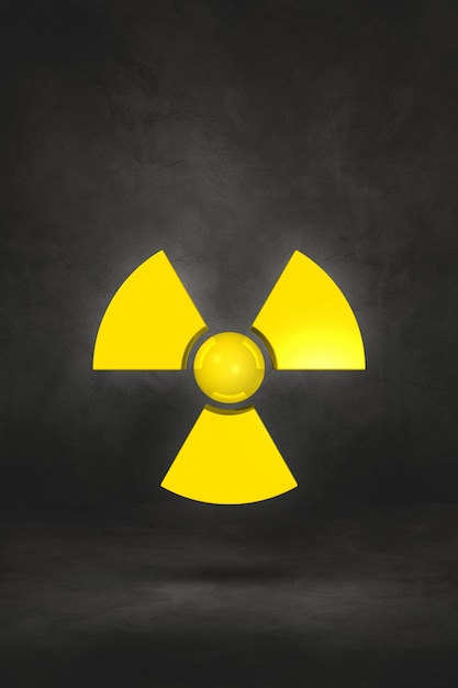 Radioactive symbol isolated on a black surface. 3D illustration