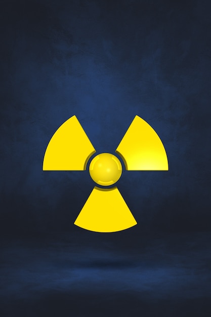 Radioactive symbol isolated on a dark blue