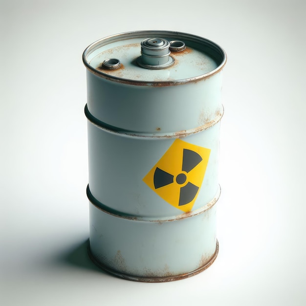 Photo radioactive waste barrel isolated white