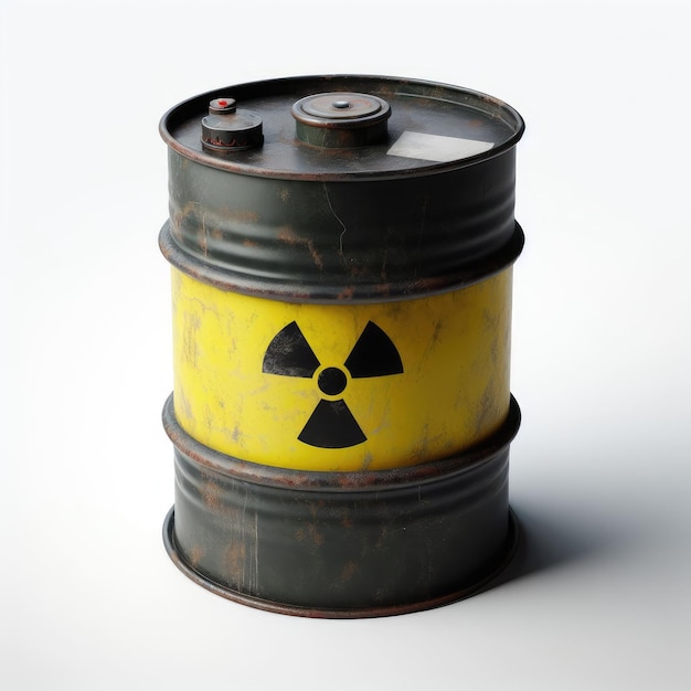 Photo radioactive waste barrel isolated white