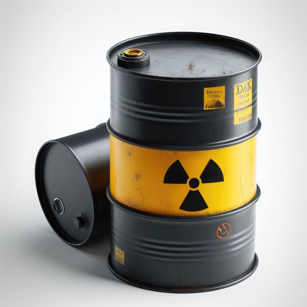 radioactive waste barrel isolated white