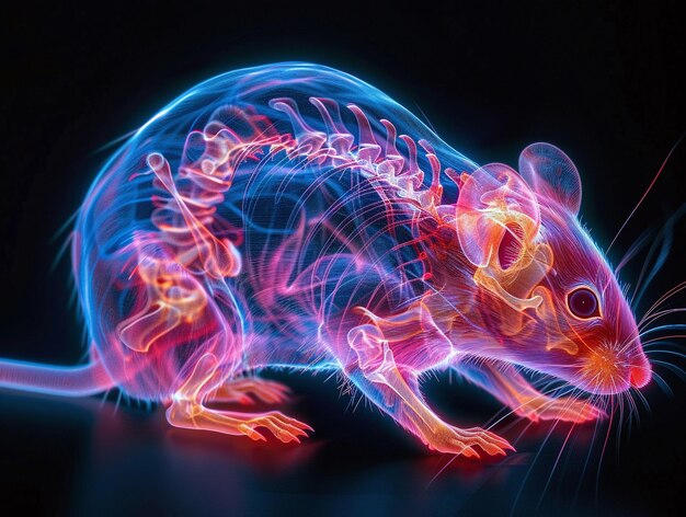 Photo radiographic art of a rodent in dynamic pose