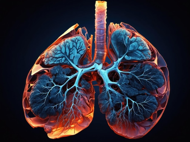 Radiographic depiction of lung anatomy Abstract illustration