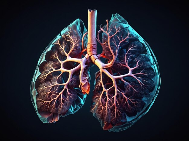 Photo radiographic depiction of lung anatomy abstract illustration